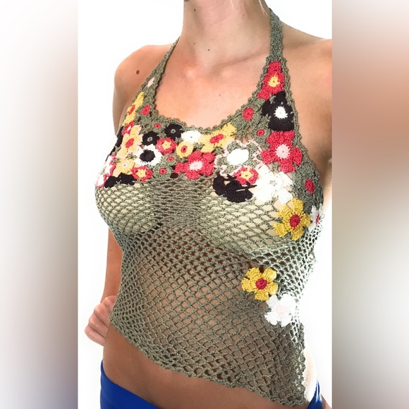 NWT Floral Crochet Halter Top - Picture 12 of 15